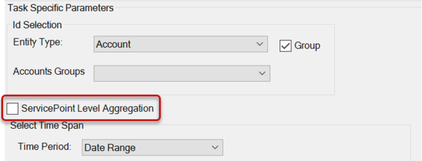 The ServicePoint Level Aggregation checkbox.